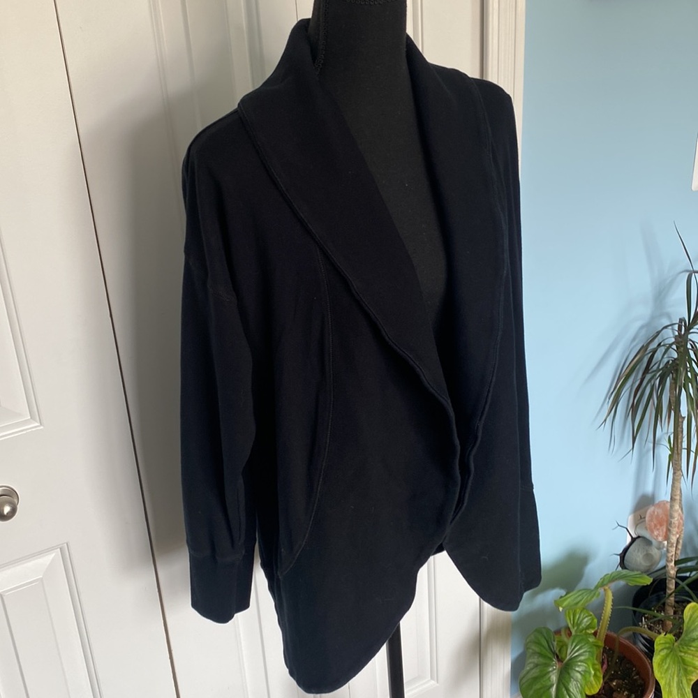 Lauren Active Ralph Lauren 100% Cotton Black Medium Long Sleeve Cardigan Sweater - Picture 4 of 6